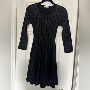 Adore Black Long Sleeve Dress with Silver Accents